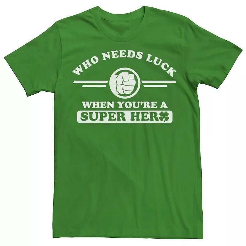 Mens Marvel Hulk Who Needs Luck St. Patricks Day Tee Product Image