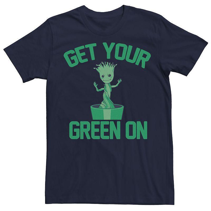 Mens Marvel Groot Green On St Patricks Tee Blue Product Image