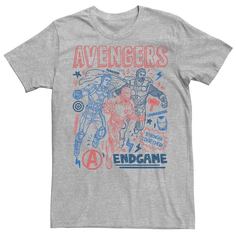 Mens Marvel Avengers Endgame Mightiest Line Art Tee Athletic Grey Product Image