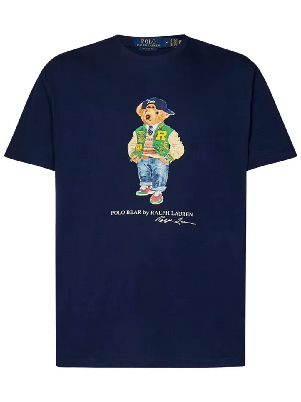 POLO RALPH LAUREN Classic-fit Navy Blue Cotton Jersey Polo Bear Product Image