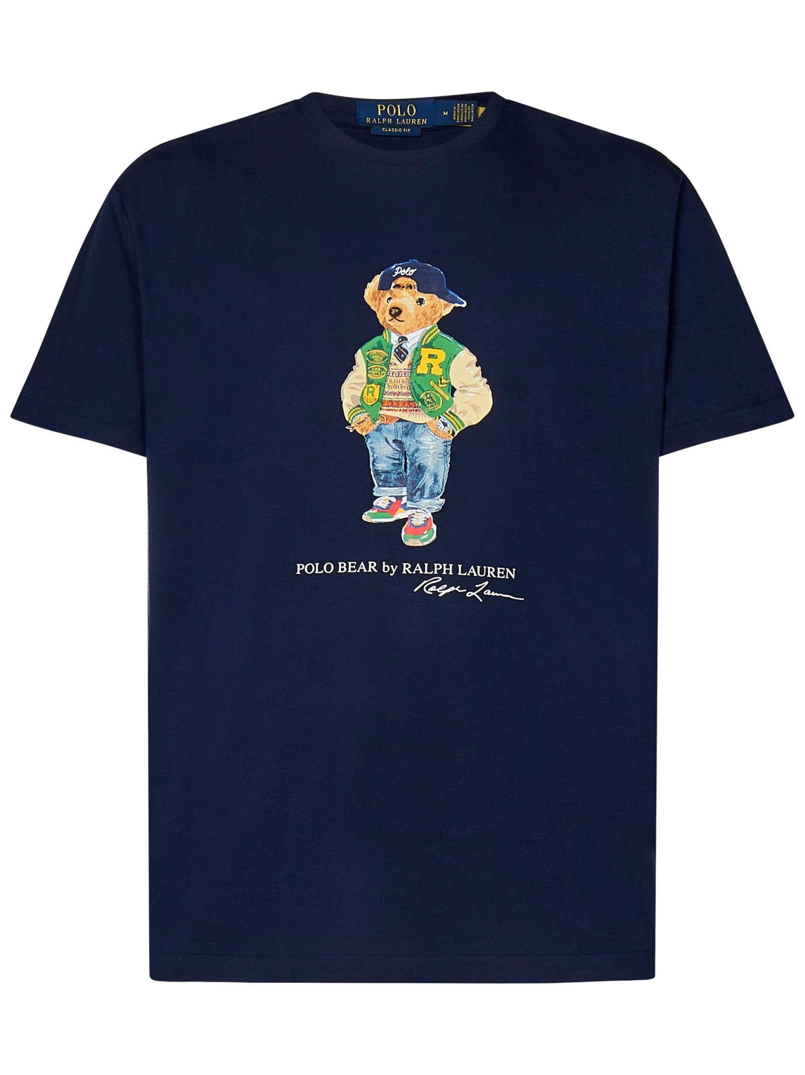 POLO RALPH LAUREN Classic-fit Navy Blue Cotton Jersey Polo Bear Product Image