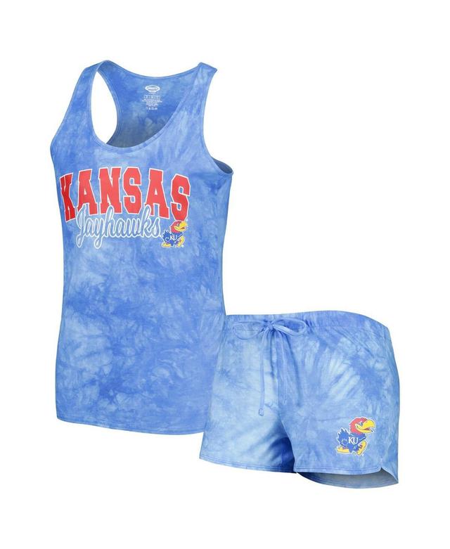 Womens Concepts Sport Royal Kansas Jayhawks Billboard Tie-Dye Tank and Shorts Sleep Set Product Image