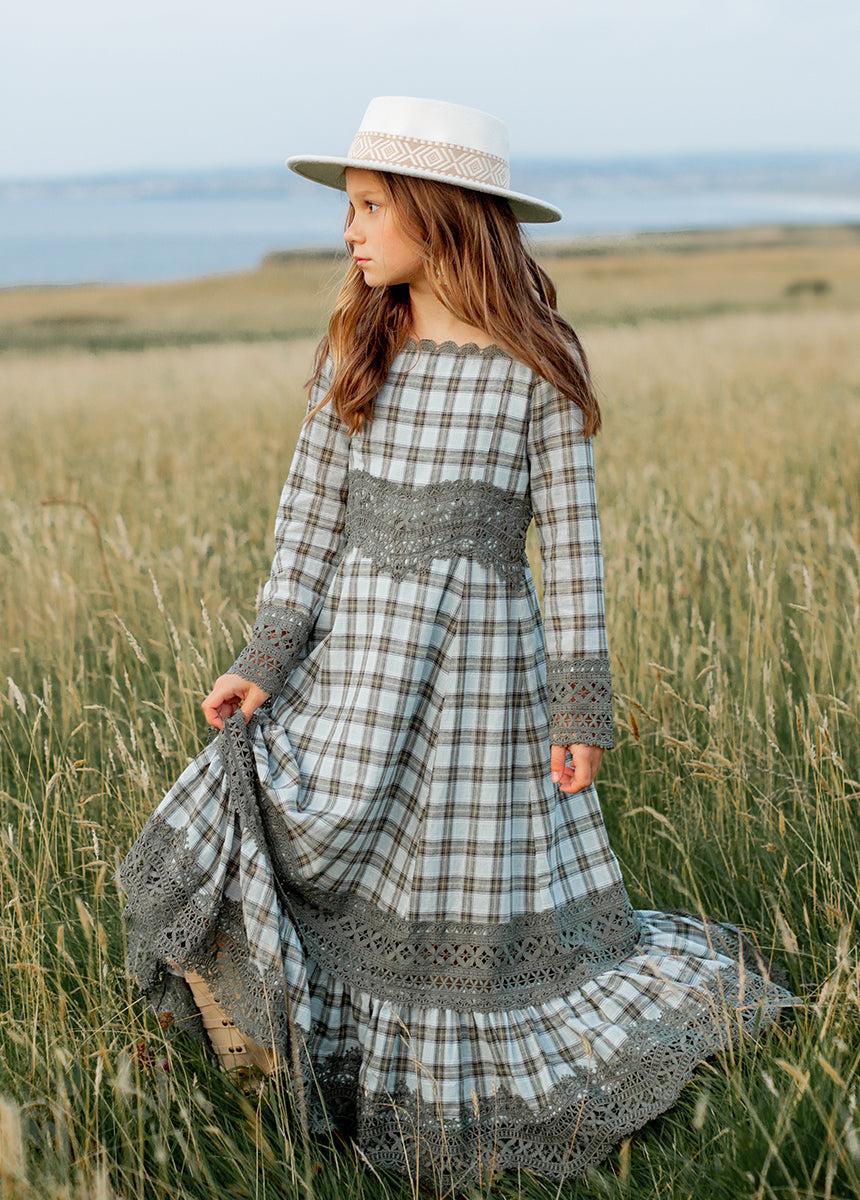 Rosi Dress in Smoke Blue Plaid Product Image