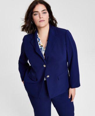 Kasper Plus Size Sophie Two Button Notch Lapel Long Sleeve Crepe Blazer Product Image