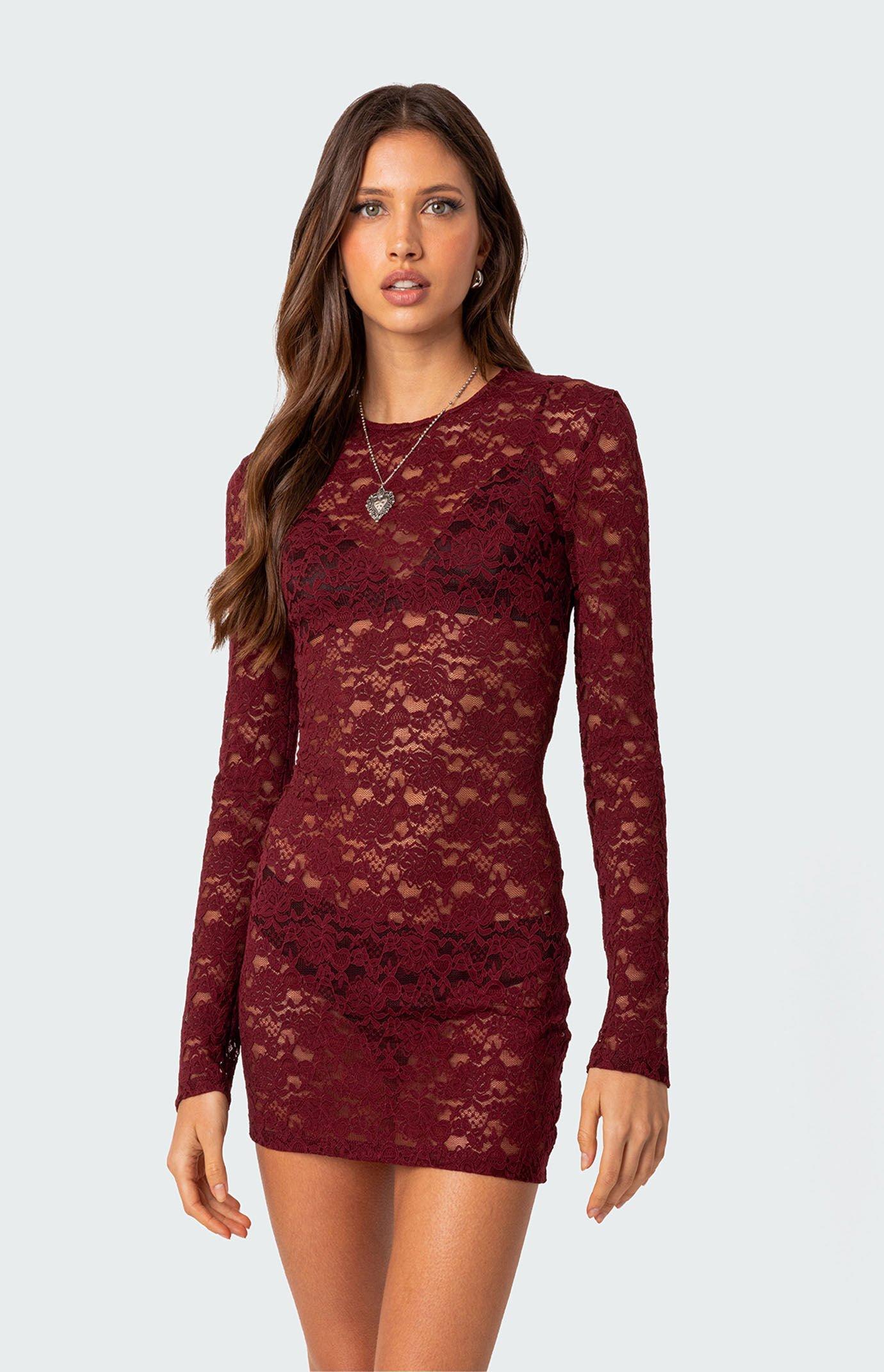 Edikted Women's Surreal Sheer Lace Mini Dress Product Image