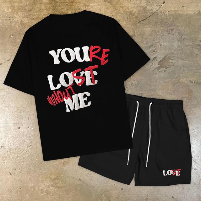 Your Lost Without Me Graphic Print T-Shirt And Shorts Sets Product Image