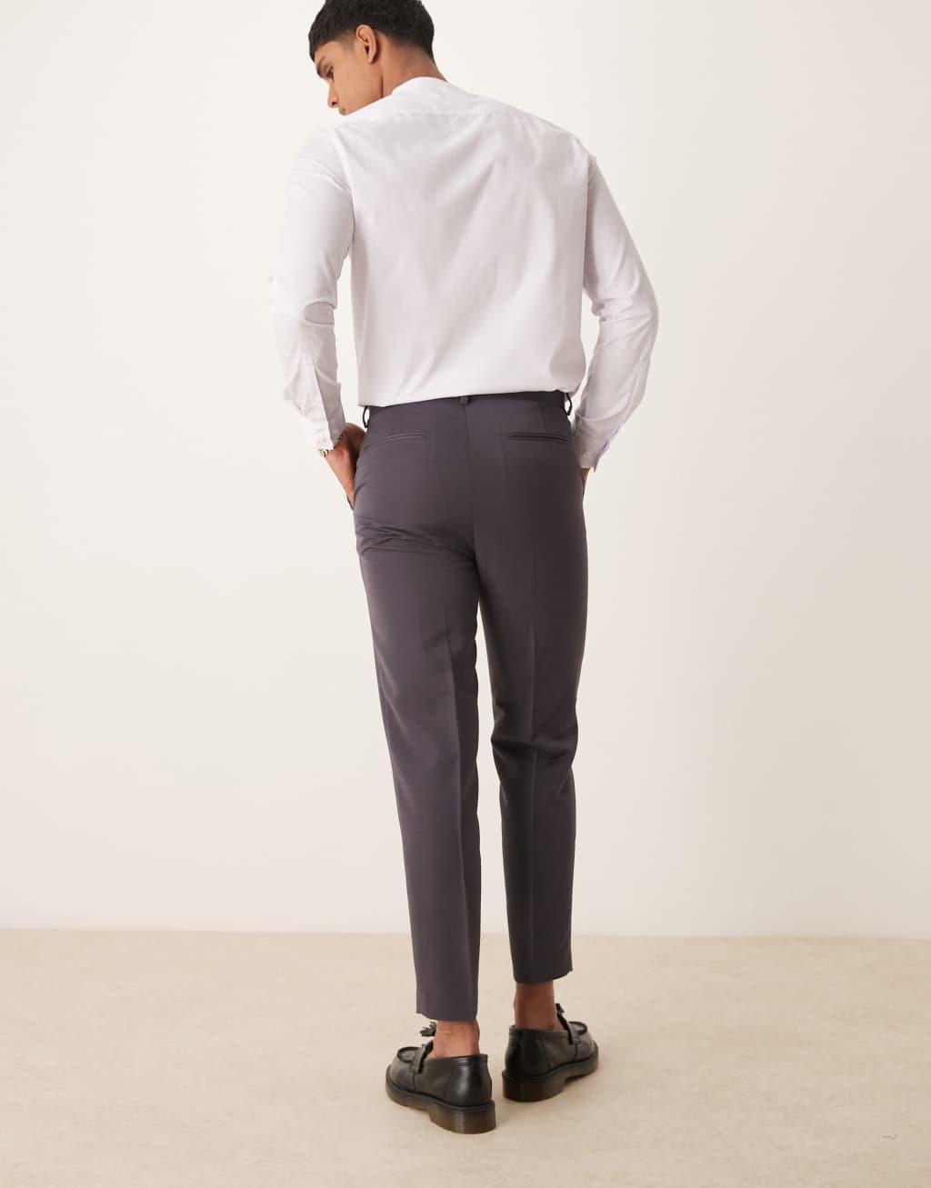 ASOS DESIGN dressy tapered fit pants in charcoal Product Image