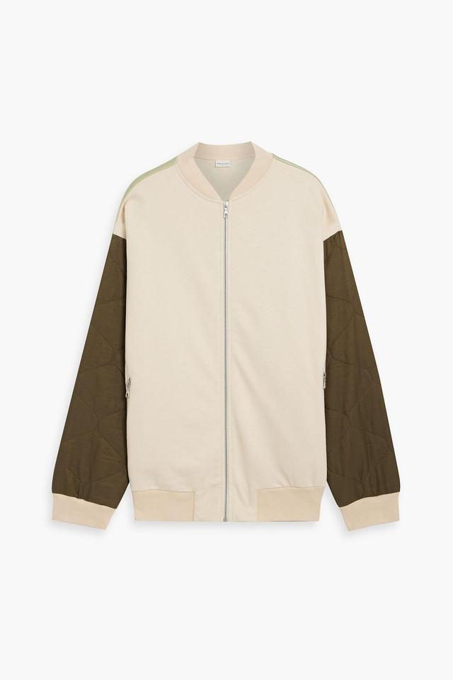 Quilted Shell-paneled Jersey Bomber Jacket In Cream Product Image