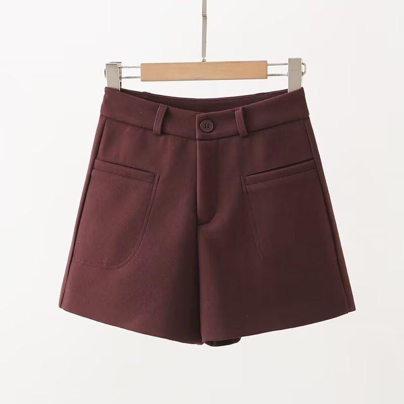 High Waist Plain Shorts Product Image