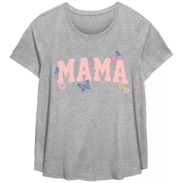 Plus Size Mama Flowers Scoop Hem Flow Graphic Tee, Womens Product Image