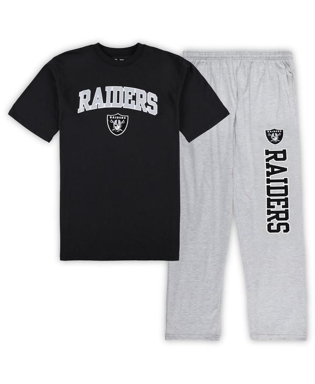 Mens Concepts Sport Black Las Vegas Raiders Big and Tall T-shirt and Pajama Pants Sleep Set - Black Product Image