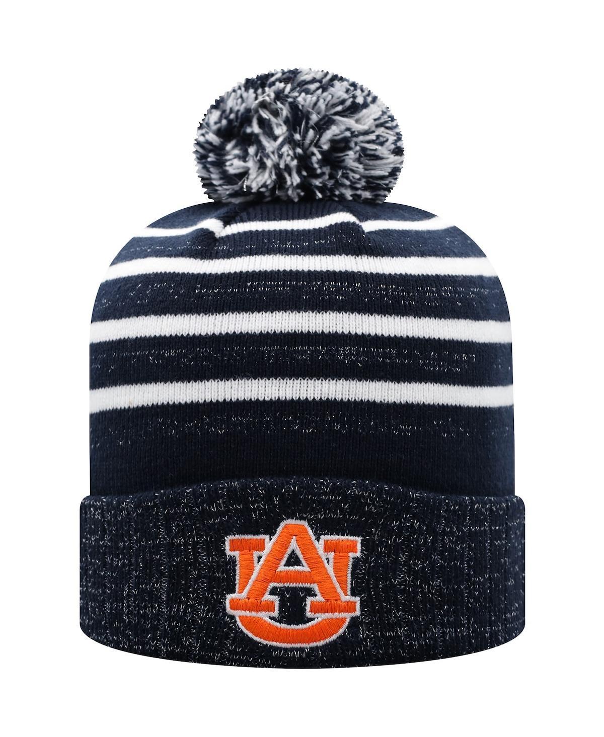 Womens Navy Auburn Tigers Shimmering Cuffed Knit Hat with Pom Product Image