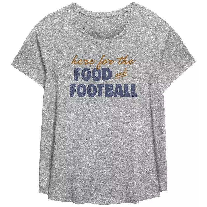 Plus Size Here For The Food And Football Flowy Graphic Tee, Womens Grey Gray Product Image