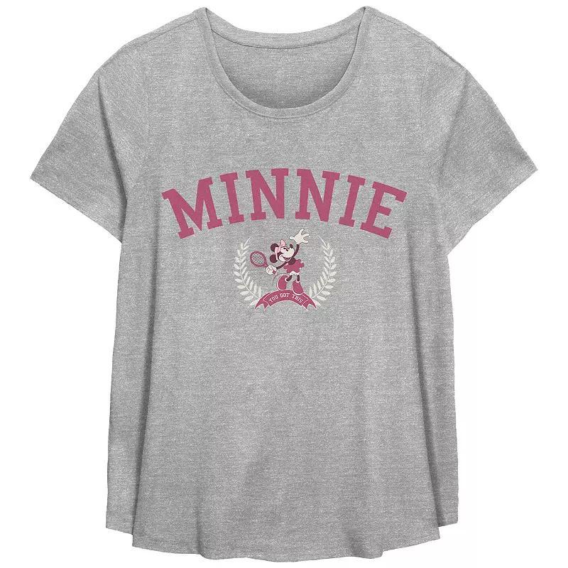 Disneys Minnie Mouse Tennis Player Womens Plus Graphic Tee, Girls Grey Gray Product Image