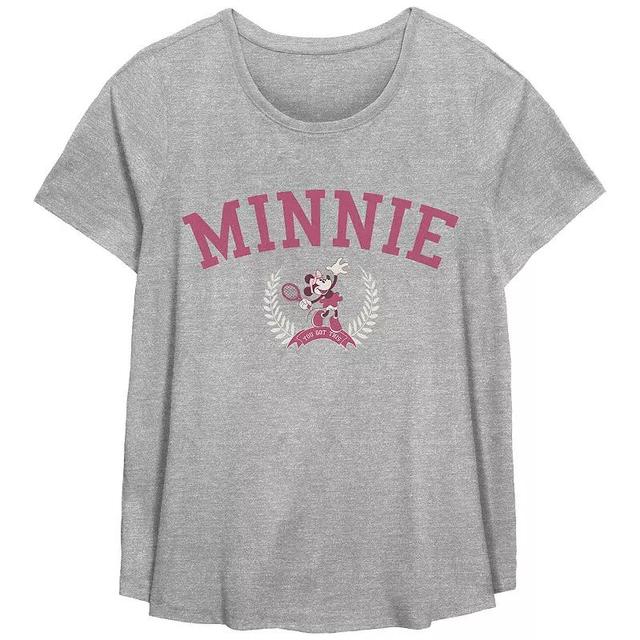 Disneys Minnie Mouse Tennis Player Womens Plus Graphic Tee, Girls Grey Gray Product Image