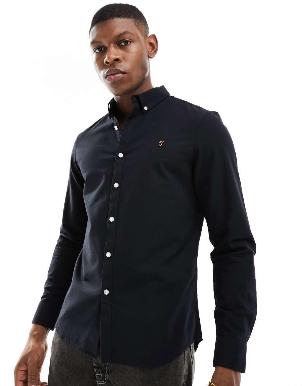 Farah Brewer long sleeve shirt in black Product Image