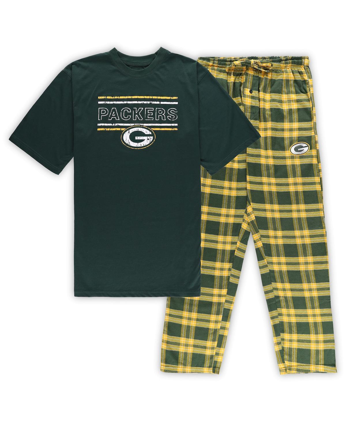 Mens Concepts Sport /Black Bay Packers Big & Tall Flannel Sleep Set Product Image