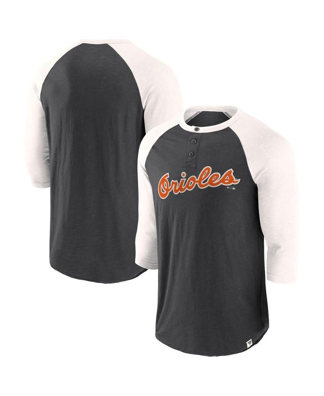 Fanatics Mens / San Francisco Giants Historical Win 3/4-Sleeve Henley T-Shirt - Black Product Image