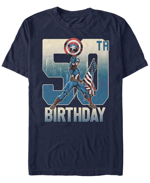 Mens Captain America 50th Birthday Tee Blue Product Image