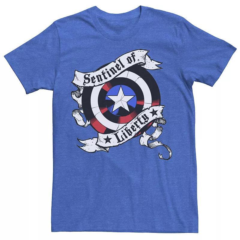 Mens Marvel Captain America Sentinel Of America Shield Tee Royal Grey Product Image