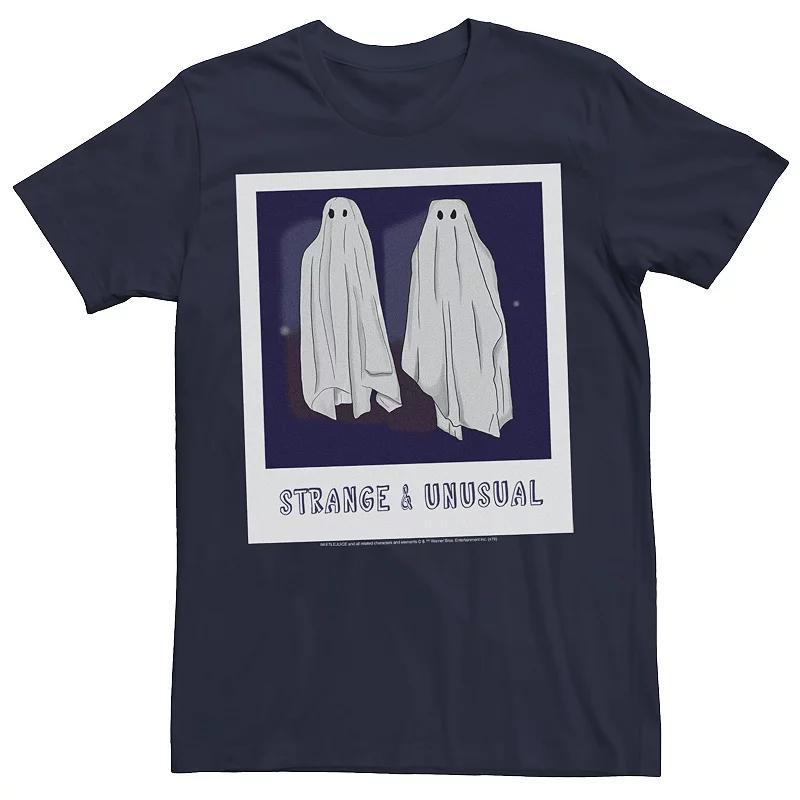 Mens Beetlejuice Ghosts Strange And Unusual Text Poster Tee Blue Product Image