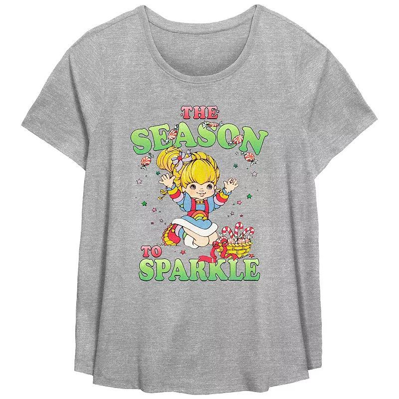 Plus Size Rainbow Brite The Season To Sparkle Flowy Graphic Tee, Womens Grey Gray Product Image