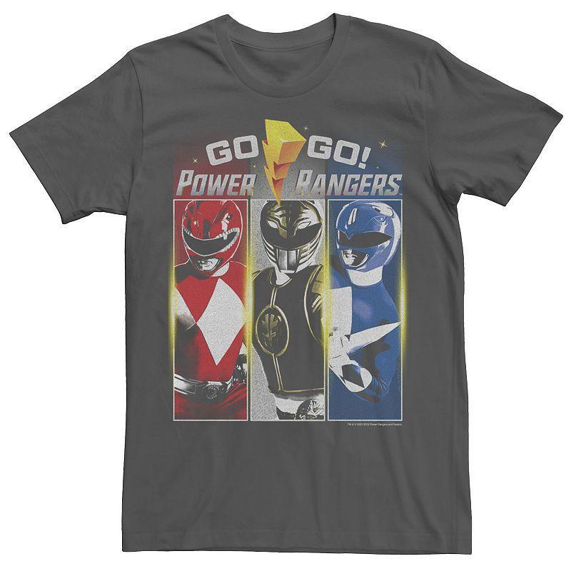 Mens Power Rangers Red White & Blue Ranger Americana Panels Tee Grey Product Image