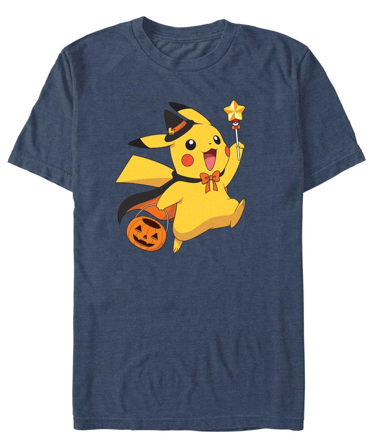 Mens Pokmon Pikachu Wizard Costume Pumpkin Basket Tee Navy Grey Product Image