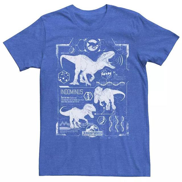 Mens Jurassic World Indominus Rex Schematic Tee, Mens Royal Grey Product Image