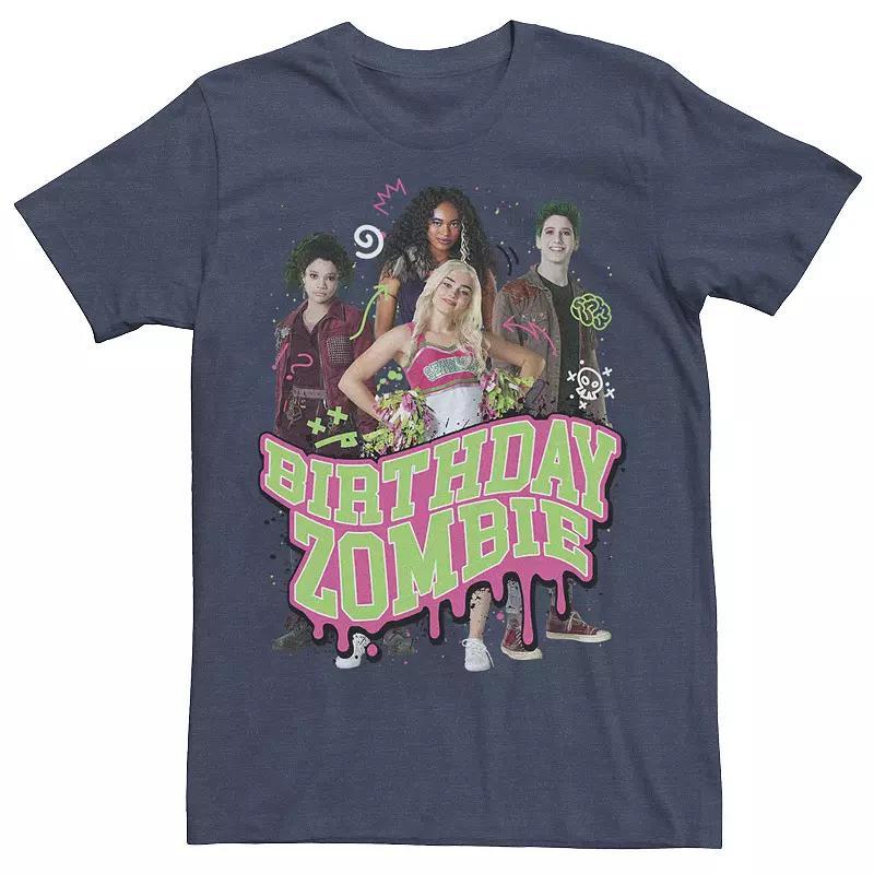 Disneys Zombies Mens Group Birthday Zombie Graphic Tee Navy Grey Product Image