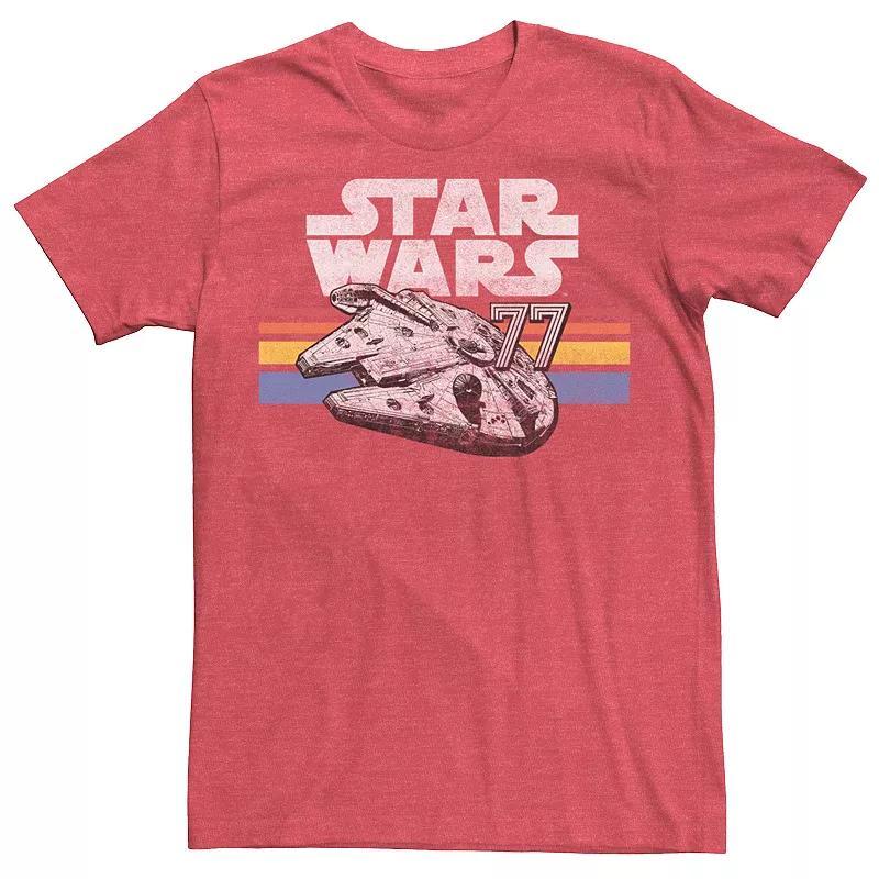 Mens Star Wars Millennium Falcon 77 Retro Lines Logo Tee Kelly Grey Product Image