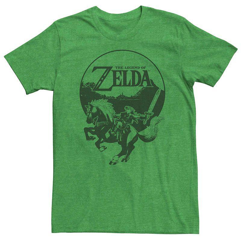 Young Mens Nintendo Legend Of Zelda Link Epona Circle Portrait Tee Kelly Grey Product Image