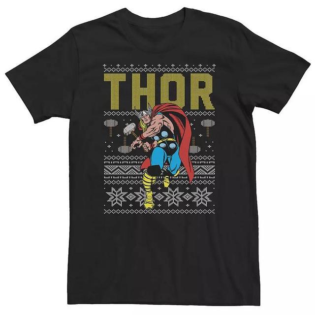 Big & Tall Marvel Thor Ugly Christmas Sweater Tee, Mens Product Image