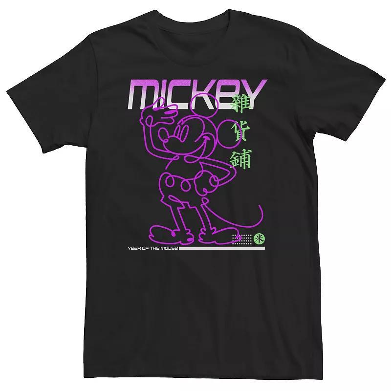 Big & Tall Disney Mickey Mouse Year Of The Mouse Neon Tee, Mens Product Image