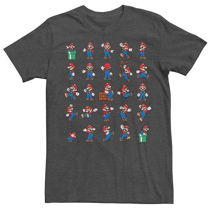 Mens Nintendo Super Mario Actions Grid Tee Grey Heather Product Image