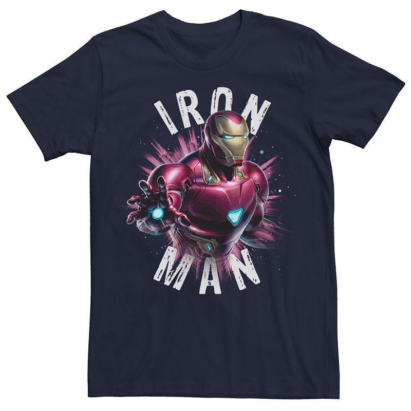 Mens Avengers Iron Man Burst Tee Blue Product Image