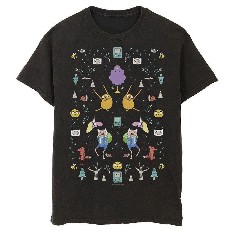 Mens Adventure Time Character Icon Collage Tee Grey Product Image