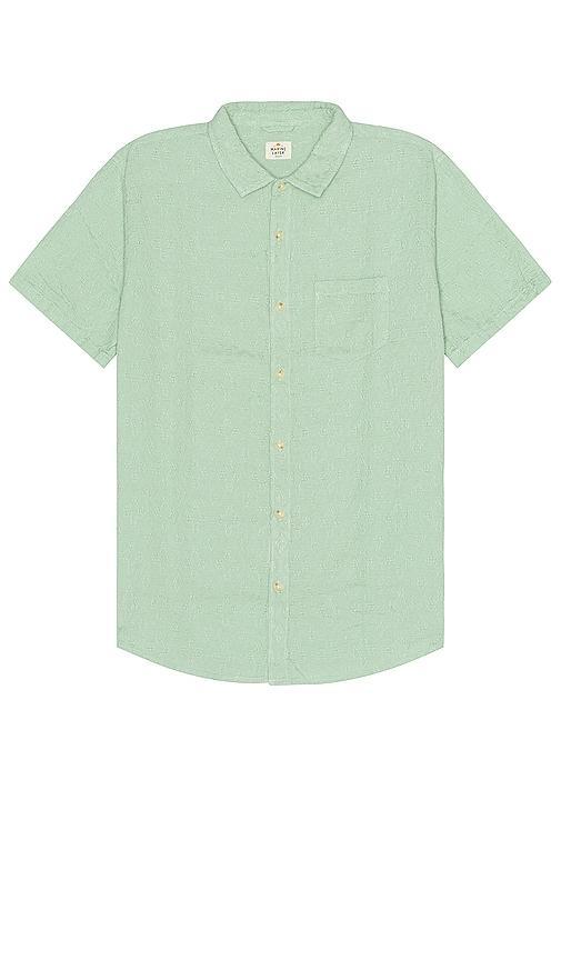 Marine Layer Atlas Textured Short Sleeve Cotton & Lyocell Button-Up Shirt Product Image