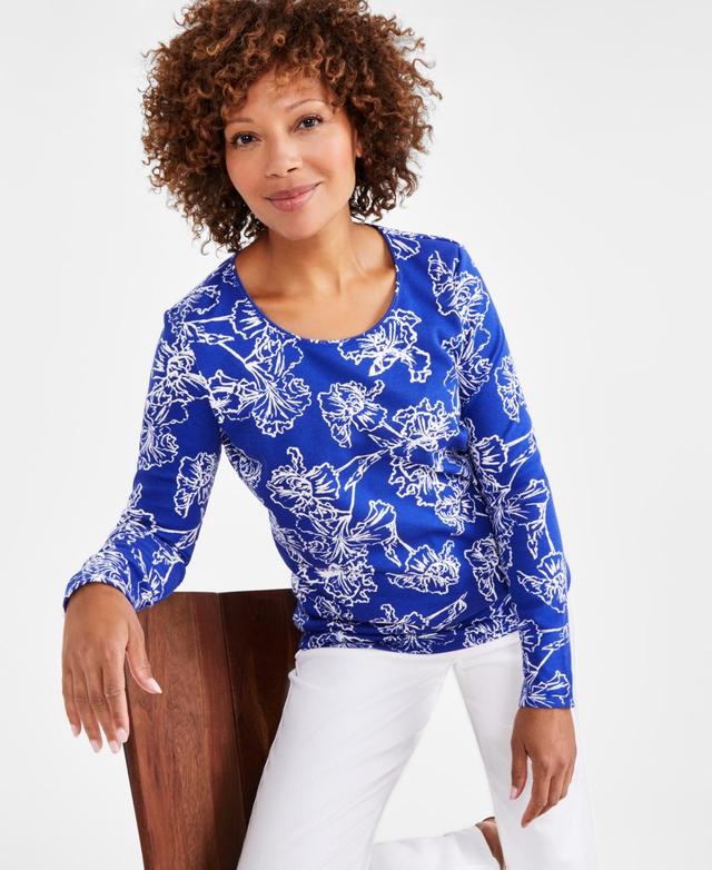 Style & Co Womens Printed Long-Sleeve Knit Top, Created for Macys Product Image