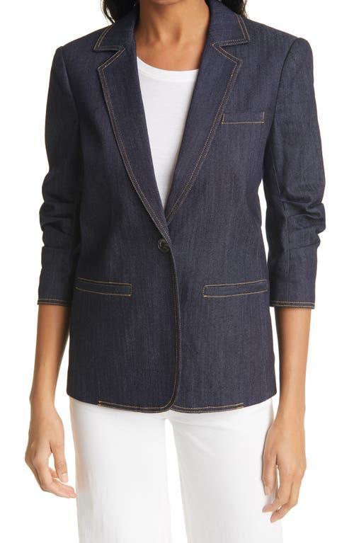 Cinq  Sept Khloe Ruched Sleeve Denim Blazer Product Image