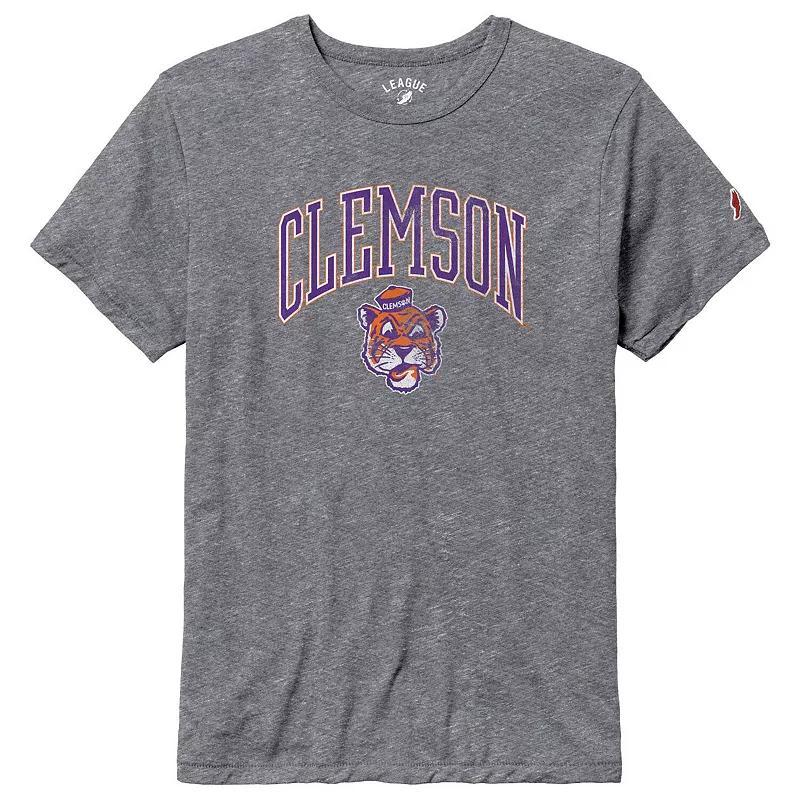 Mens League Collegiate Wear Heather Gray Clemson Tigers Tall Arch Victory Falls Tri-Blend T-Shirt Product Image