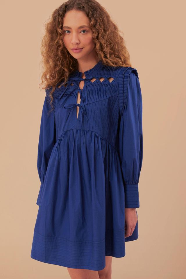 Navy Blue Open Yoke Mini Dress Product Image