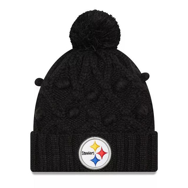 Womens New Era Black Pittsburgh Steelers Toasty Cuffed Knit Hat with Pom Product Image