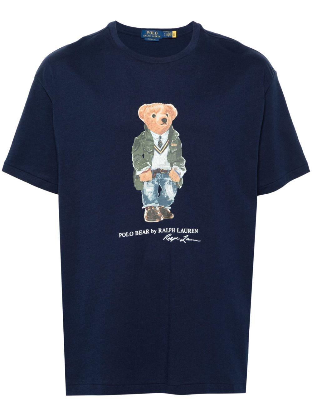 Polo Bear Cotton T-shirt In Blue Product Image