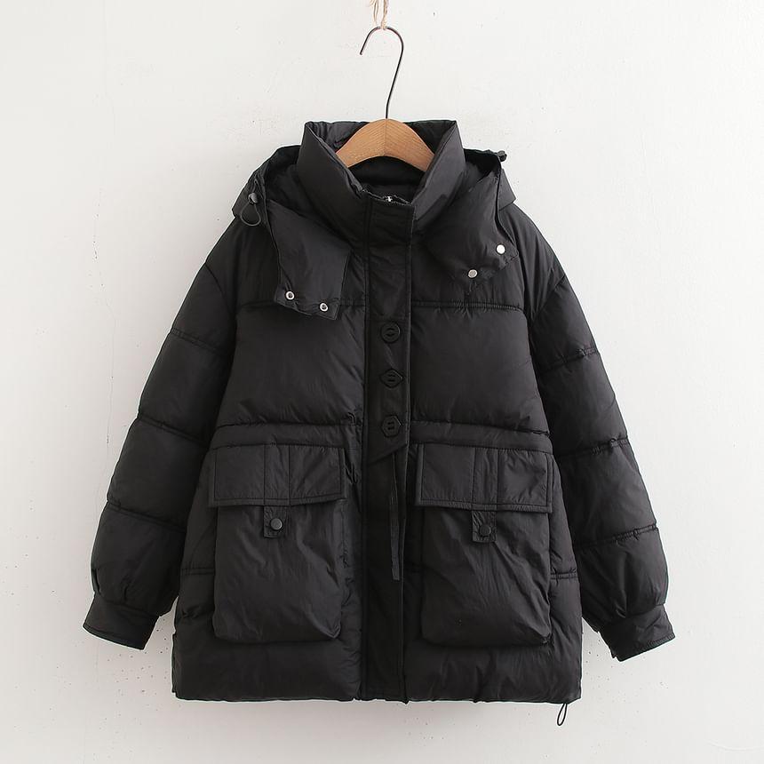 Plain Padded Hooded Zip Jacket Product Image