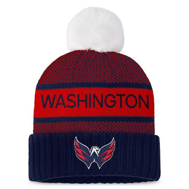 Womens Fanatics Branded /Red Washington Capitals Authentic Pro Rink Cuffed Knit Hat with Pom, Blue Product Image