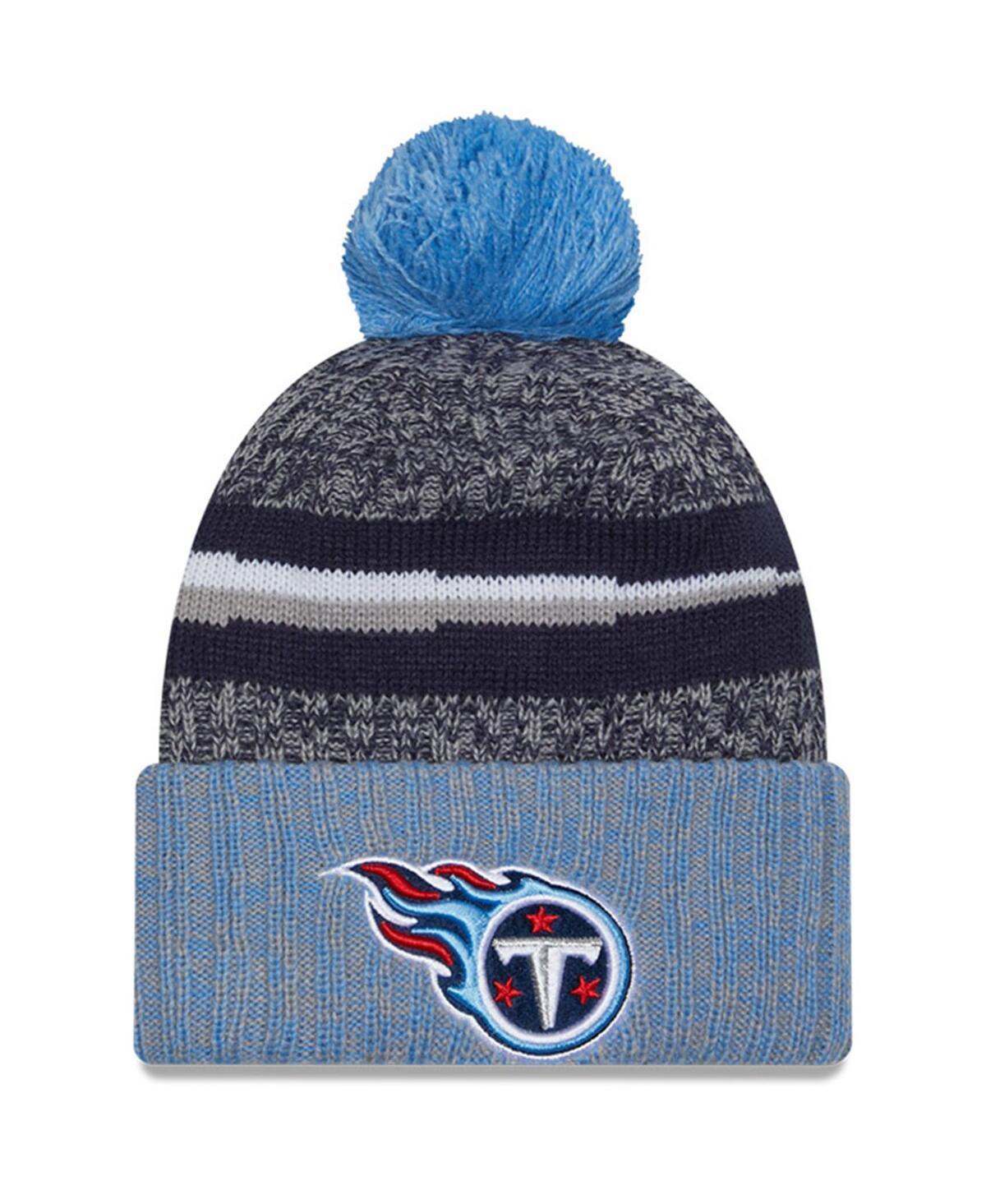 Mens New Era /Light Blue Tennessee Titans 2023 Sideline Sport Cuffed Pom Knit Hat Product Image