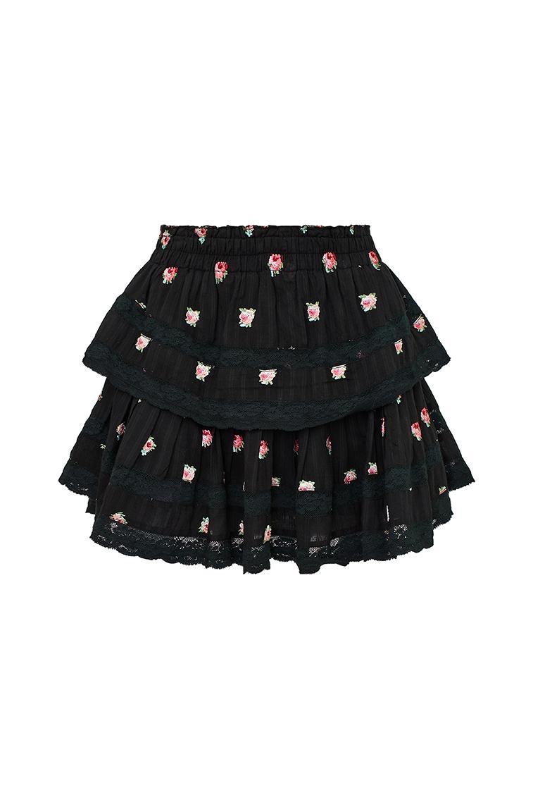 Ruffle Mini Embroidered Floral Skirt Product Image