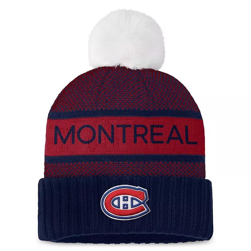 Womens Fanatics Branded Navy/Blue Winnipeg Jets Authentic Pro Rink Cuffed Knit Hat with Pom, Jts Blue Product Image