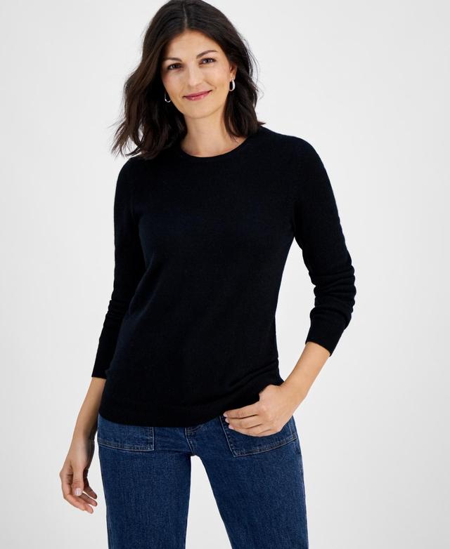 Charter Club 100% Cashmere Womens Long-Sleeve Crewneck Sweater, Regular & Petites, Created for Macys Product Image